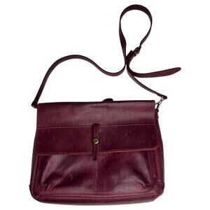EVE Womens Crossbody Bag Burgundy Leather Adjustable Strap Vintage Style